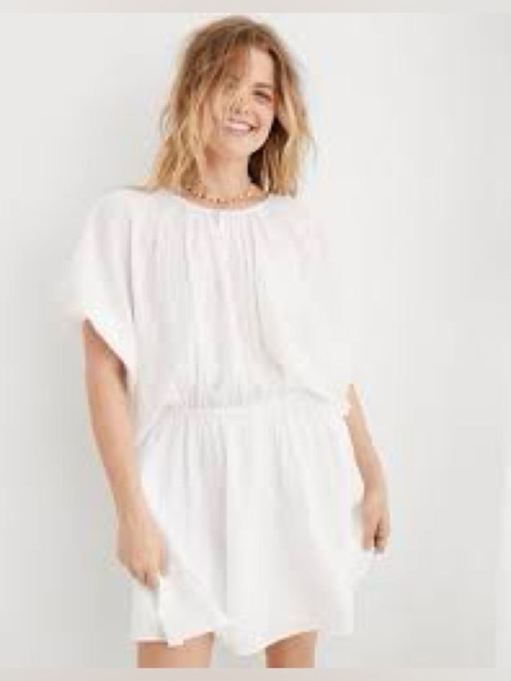 Aerie Golden Hour Coverup White Short Sleeve Summer Dress XS